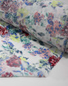 Teido Seda Mista Campo Floral Colorido e Branco
