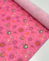 Tecido Crepe Koshibo Leve Constelação Colorido e Rosa (COM DETALHES)