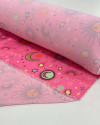 Tecido Crepe Koshibo Leve Constelação Colorido e Rosa (COM DETALHES)