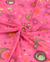 Tecido Crepe Koshibo Leve Constelação Colorido e Rosa (COM DETALHES)