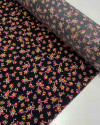 Tecido Viscose Ramos Florais Colorido e Preto