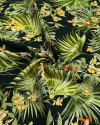 Tecido Viscose Acetinada Macro Folhagens Verde e Preto