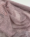 Tecido Crepe Chiffon Italiano Pingos Irregulares Preto e Rosa Chá