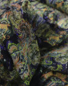 Tecido Crepe Chiffon Italiano Cashmere Azul, Amarelo e Preto