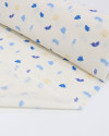 Tecido Linho Camisaria Micro Folhagens Amarelo, Tons de Azul e Cru