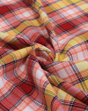 Tecido Linho Misto Italiano Multi Quadriculado Branco, Vermelho e Amarelo