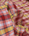 Tecido Linho Misto Italiano Multi Quadriculado Branco, Vermelho e Amarelo