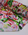 Tecido Viscose Italiano Flores de Hibisco Colorido