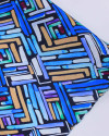 Tecido Viscose Italiano Riscos Colorido e Tons de Azul
