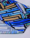 Tecido Viscose Italiano Riscos Colorido e Tons de Azul