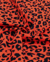 Tecido Viscose Acetinada Italiano Animal Print Preto e Vermelho