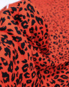 Tecido Viscose Acetinada Italiano Animal Print Preto e Vermelho