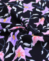 Tecido Crepe de Viscose Flores Rosa, Roxo e Preto