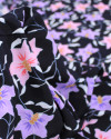 Tecido Crepe de Viscose Flores Rosa, Roxo e Preto