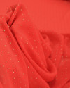 Tecido Crepe Chiffon Micro Poá Metalizado Dourado e Vermelho (1m)