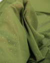 Tecido Crepe Chiffon Micro Poá Metalizado Dourado e Verde Oliva (0.9m)