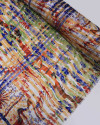 Tecido Crepe Chiffon Brocado Quadriculado e Pinturas Abstratas Colorido (2m)