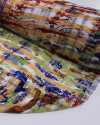 Tecido Crepe Chiffon Brocado Quadriculado e Pinturas Abstratas Colorido (2m)