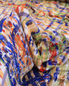 Tecido Crepe Chiffon Brocado Quadriculado e Pinturas Abstratas Colorido (0.5m)