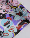 Tecido Crepe Chiffon Brocado Formas Abstratas Coloridas 