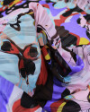 Tecido Crepe Chiffon Brocado Formas Abstratas Coloridas 