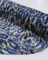 Tecido Crepe Chiffon Brocado Animal Print Abstrato Tons de Azul e Bege