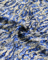Tecido Crepe Chiffon Brocado Animal Print Abstrato Tons de Azul e Bege