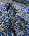 Tecido Crepe Chiffon Brocado Animal Print Abstrato Tons de Azul e Bege