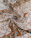 Tecido Crepe Chiffon Brocado Multi Listras Estampadas Tons Terrosos