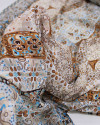 Tecido Crepe Chiffon Brocado Multi Listras Estampadas Tons Terrosos