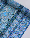 Tecido Crepe Chiffon Brocado Multi Listras Estampadas Tons Frios e Branco
