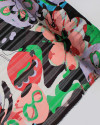 Tecido Crepe Chiffon Brocado Formas Abstratas Colorido e Branco