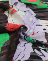 Tecido Crepe Chiffon Brocado Formas Abstratas Colorido e Branco