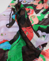 Tecido Crepe Chiffon Brocado Formas Abstratas Colorido e Branco