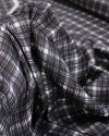 Tecido Crepe Texturizado Multi Quadriculado Preto e Branco