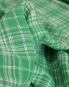 Tecido Linho Misto Italiano Multi Quadriculado Branco e Verde