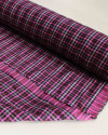 Tecido Linho Misto Italiano Micro Quadriculado Marsala, Rosa e Preto