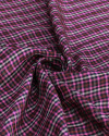 Tecido Linho Misto Italiano Micro Quadriculado Marsala, Rosa e Preto