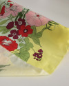 Tecido Linho Puro Italiano Barrado Duplo Floral Colorido, Amarelo e Pistache