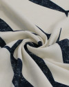 Tecido Viscose Premium Barrado Sardine Decrescente Azul Marinho Noite e Offwhite
