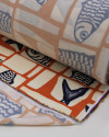 Tecido Viscose Premium Sardine Geométrico Irregular Azul Marinho, Ferrugem e Offwhite