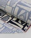 Tecido Viscose Premium Sardine Geométrico Irregular Azul Marinho Noite e Offwhite
