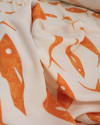 Tecido Viscose Premium Barrado Sardine Decrescente Laranja e Offwhite
