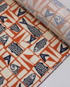 Tecido Viscose Premium Sardine Geométrico Irregular Azul Marinho, Ferrugem e Offwhite