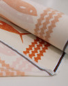 Tecido Viscose Premium Barrado Sardine Decrescente Laranja e Offwhite