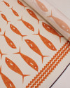 Tecido Viscose Premium Barrado Sardine Decrescente Laranja e Offwhite