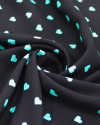 Tecido Viscose Micro Corações Verde Tifany e Preto