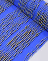 Tecido Viscose Listrado Irregular Pontilhado Creme e Tons de Azul