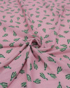 Tecido Viscose Texturizada Cactos Verde e Rosa Bebê
