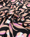 Tecido Viscose Estampa Figuras Abstratas Salmão, Rosa e Preto